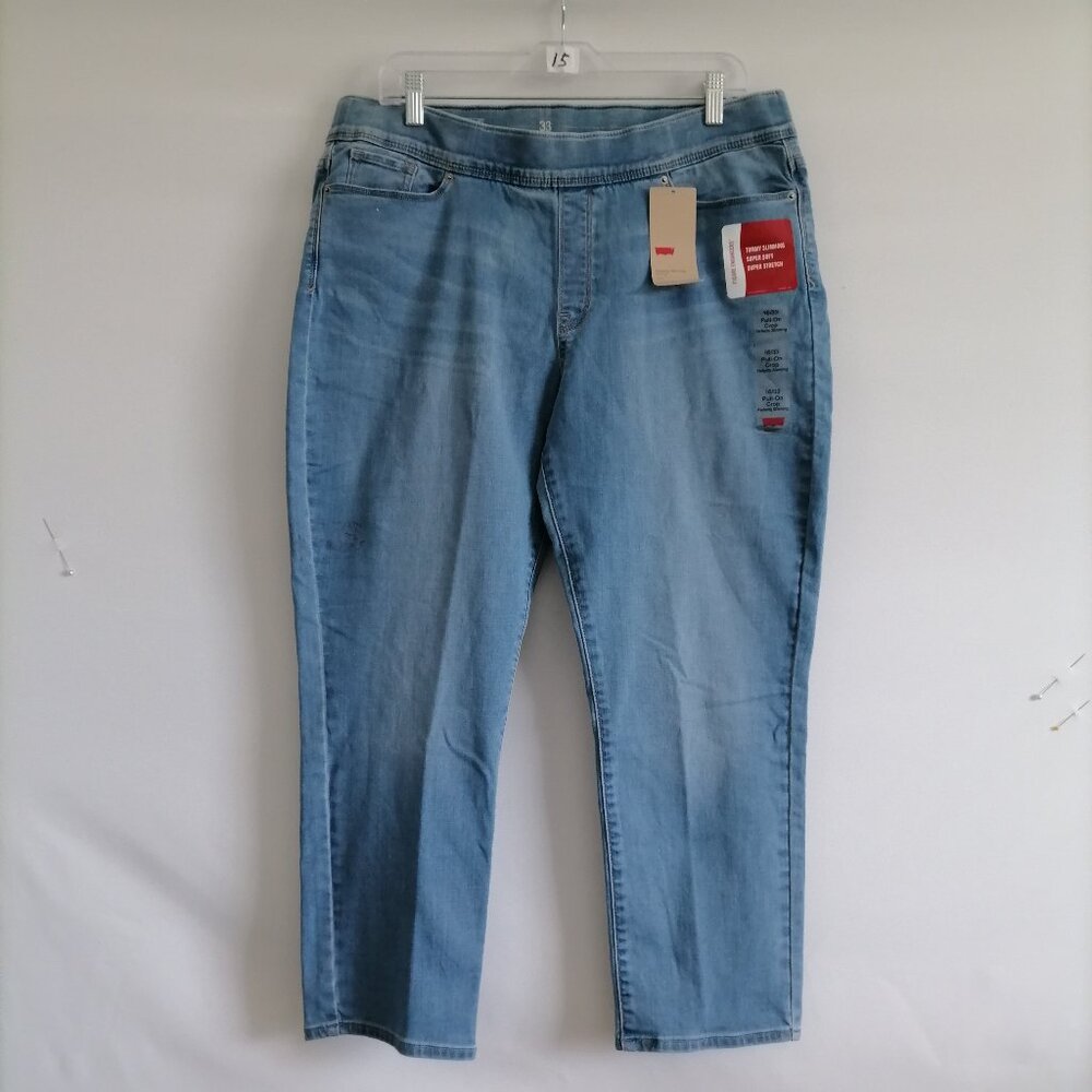 NWT Levi Strauss & Co. Womens Blue Perfect Slimming Pull On Crop Jeans Size 33